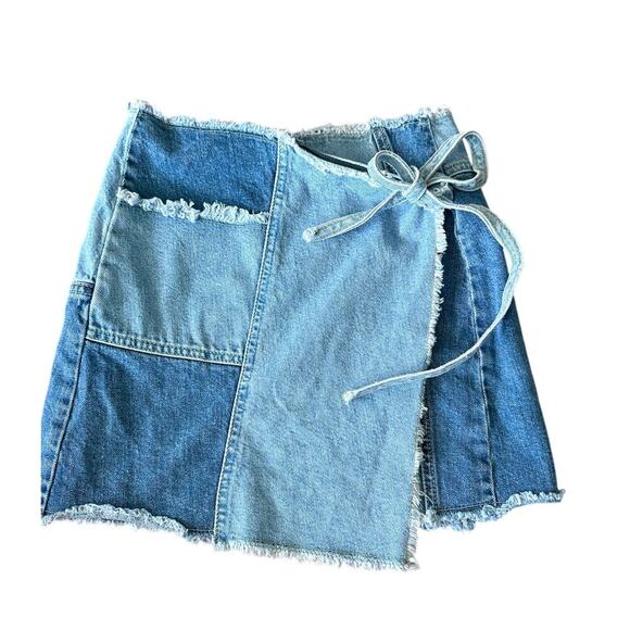 Women’s Small BDG Patchwork Denim Wrap Skirt Festival Y2K‎ Style - Picture 1 of 4